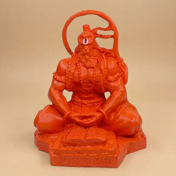 Orange_Hanuman_Ji_Murti_With_Ramayan_Book_Seated_Bajrangbali_Idol_For_Home_Mandir_Pooja_Room_Car_Dashboard_Religious_Resin_Showpiece_For_Spiritual_Decor