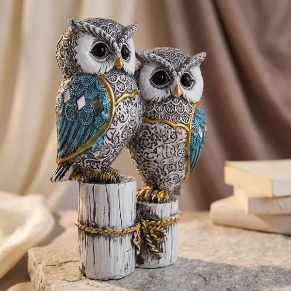 Premium_Polyresin_Handcrafted_Couple_Owl_Statue_For_Home_Decor_Antique_Teal_Blue_White_Decorative_Showpiece_For_Living_Room_Bedroom_Office_Table_Vastu_Friendly_Good_Luck_Gift_Item_For_Anniversary_Birthday_Housewarming_Set_Of_2_Owls_On_Tree_Trunk