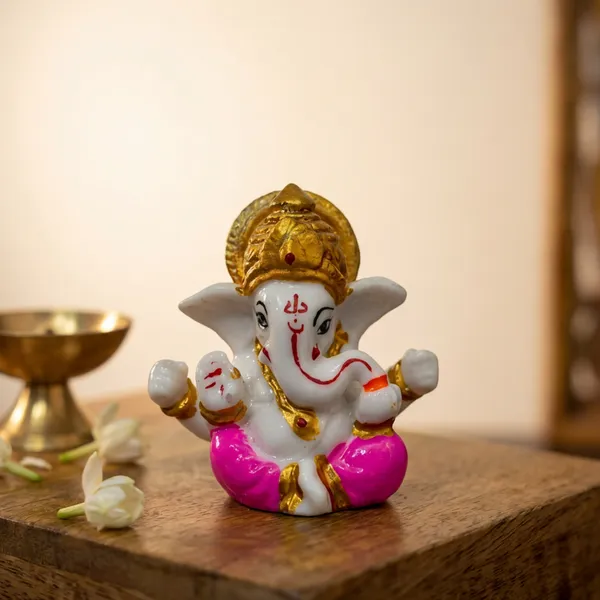 White_Pink_Resin_Ganesh_Ji_Idol_For_Home_Temple_Car_Dashboard_Golden_Crown_Sitting_Ganesha_Murti_For_Pooja_Gift_Decoration