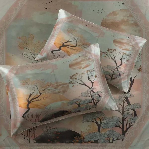 Homiee_Cotton_Blend_Double_Flat_280_Tc_Floral_1_Summer_Bedsheet_With_2_Pillow_Covers_(Grey_Cloud)