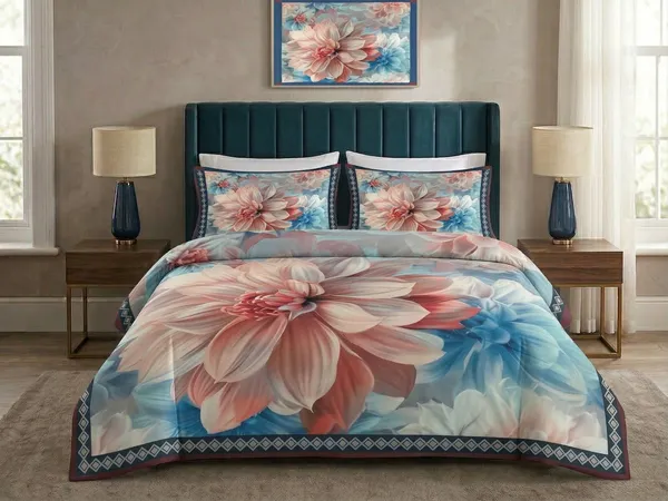 Homiee_Cotton_Blend_Double_Flat_280_Tc_Floral_1_Summer_Bedsheet_With_2_Pillow_Covers_(Bronco)