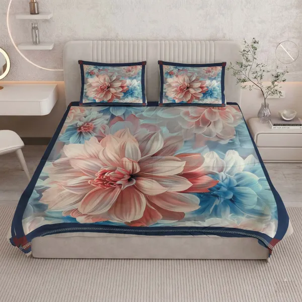 Homiee_Cotton_Blend_Double_Flat_280_Tc_Floral_1_Summer_Bedsheet_With_2_Pillow_Covers_(Bronco)