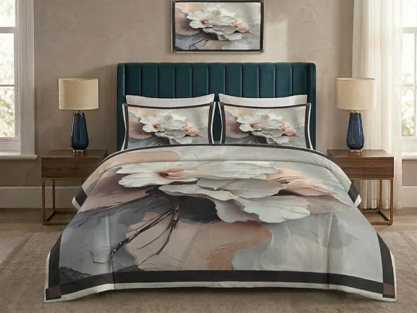 Homiee_Cotton_Blend_Double_Flat_280_Tc_Floral_1_Summer_Bedsheet_With_2_Pillow_Covers_(Ash_Grey)