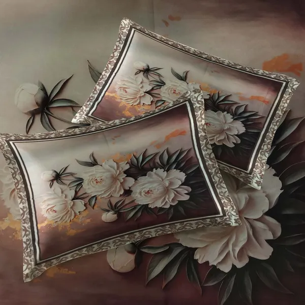 Homiee_Cotton_Blend_Double_Flat_280_Tc_Floral_1_Summer_Bedsheet_With_2_Pillow_Covers_(Brown)