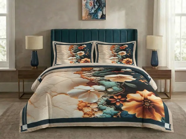 Homiee_Cotton_Blend_Double_Flat_280_Tc_Floral_1_Summer_Bedsheet_With_2_Pillow_Covers_(Metallic)