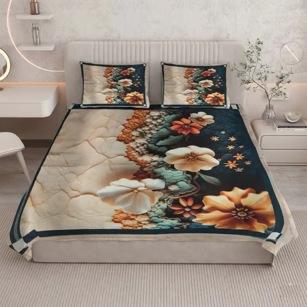 Homiee_Cotton_Blend_Double_Flat_280_Tc_Floral_1_Summer_Bedsheet_With_2_Pillow_Covers_(Metallic)