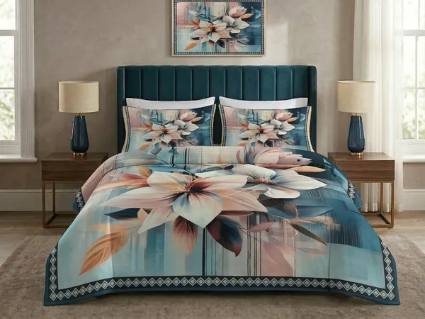 Homiee_Cotton_Blend_Double_Flat_280_Tc_Floral_1_Summer_Bedsheet_With_2_Pillow_Covers_(Silk)
