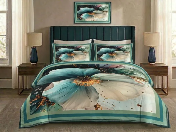 Homiee_Cotton_Blend_Double_Flat_280_Tc_Floral_1_Summer_Bedsheet_With_2_Pillow_Covers_(Summer_Green)