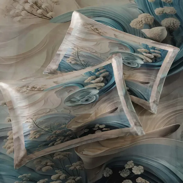 Homiee_Cotton_Blend_Double_Flat_280_Tc_Floral_1_Summer_Bedsheet_With_2_Pillow_Covers_(Jet_Grey)