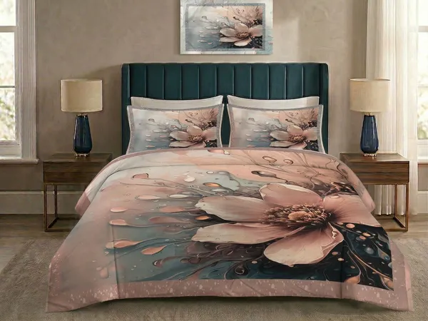 Homiee_Cotton_Blend_Double_Flat_280_Tc_Floral_1_Summer_Bedsheet_With_2_Pillow_Covers_(Grey_Nickel)