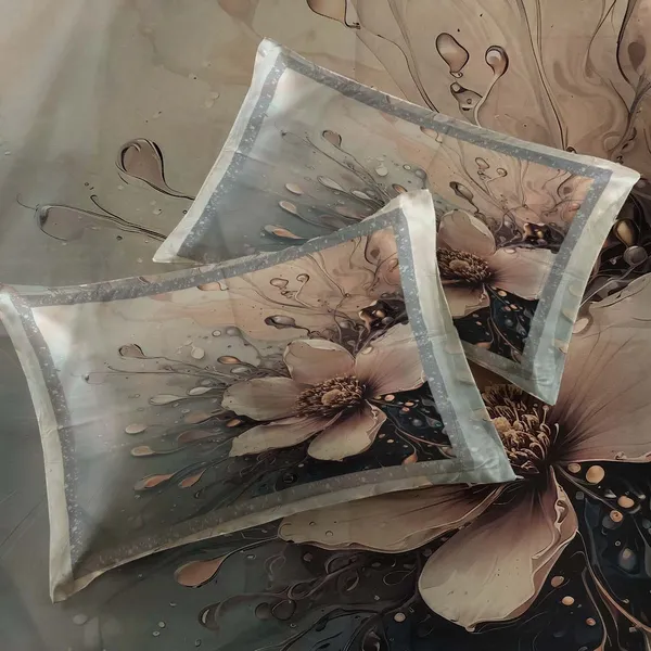 Homiee_Cotton_Blend_Double_Flat_280_Tc_Floral_1_Summer_Bedsheet_With_2_Pillow_Covers_(Grey_Nickel)