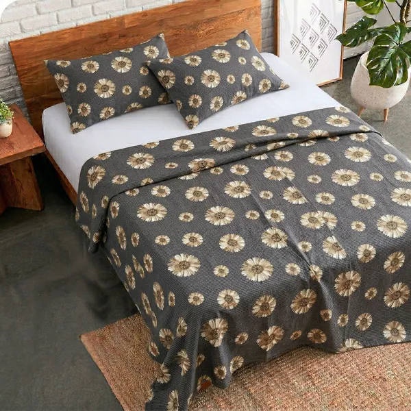 Homiee_Cotton_Double_Flat_280_Tc_Floral_1_Summer_Bedsheet_With_2_Pillow_Covers_(Gravel)