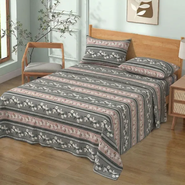 Homiee_Cotton_Double_Flat_280_Tc_Floral_1_Summer_Bedsheet_With_2_Pillow_Covers_(Pinkish_Grey)