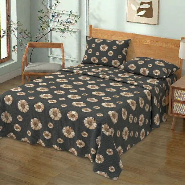 Homiee_Cotton_Double_Flat_280_Tc_Floral_1_Summer_Bedsheet_With_2_Pillow_Covers_(Dune)