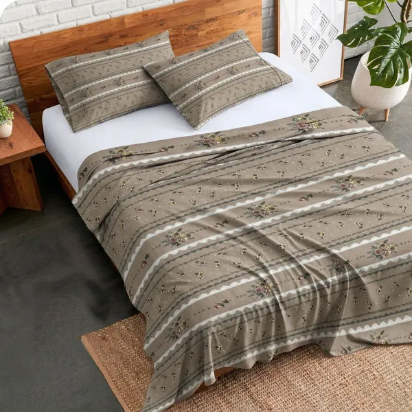 Homiee_Cotton_Double_Flat_280_Tc_Floral_1_Summer_Bedsheet_With_2_Pillow_Covers_(Cement)