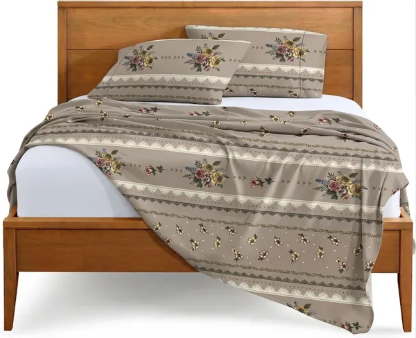 Homiee_Cotton_Double_Flat_280_Tc_Floral_1_Summer_Bedsheet_With_2_Pillow_Covers_(Cement)