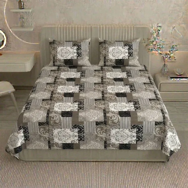 Homiee_Cotton_Double_Flat_280_Tc_Floral_1_Summer_Bedsheet_With_2_Pillow_Covers_(Grey_Goose)