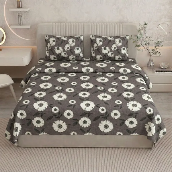 Homiee_Cotton_Double_Flat_280_Tc_Floral_1_Summer_Bedsheet_With_2_Pillow_Covers_(Cloudy_Grey)