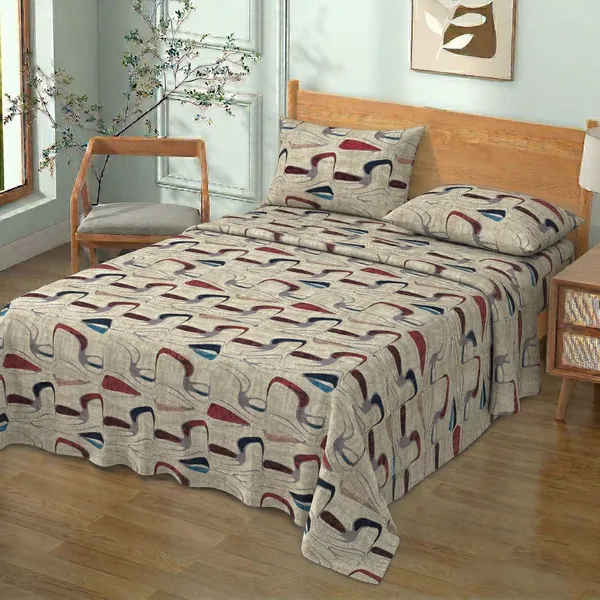 Homiee_Cotton_Double_Flat_280_Tc_Floral_1_Summer_Bedsheet_With_2_Pillow_Covers_(Coral_Reef)