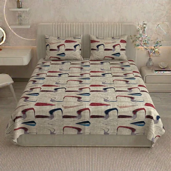 Homiee_Cotton_Double_Flat_280_Tc_Floral_1_Summer_Bedsheet_With_2_Pillow_Covers_(Coral_Reef)