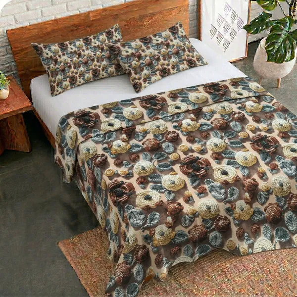 Homiee_Cotton_Double_Flat_280_Tc_Floral_1_Summer_Bedsheet_With_2_Pillow_Covers_(Cocoa)