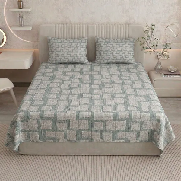 Homiee_Cotton_Double_Flat_280_Tc_Floral_1_Summer_Bedsheet_With_2_Pillow_Covers_(Carbon_Grey)
