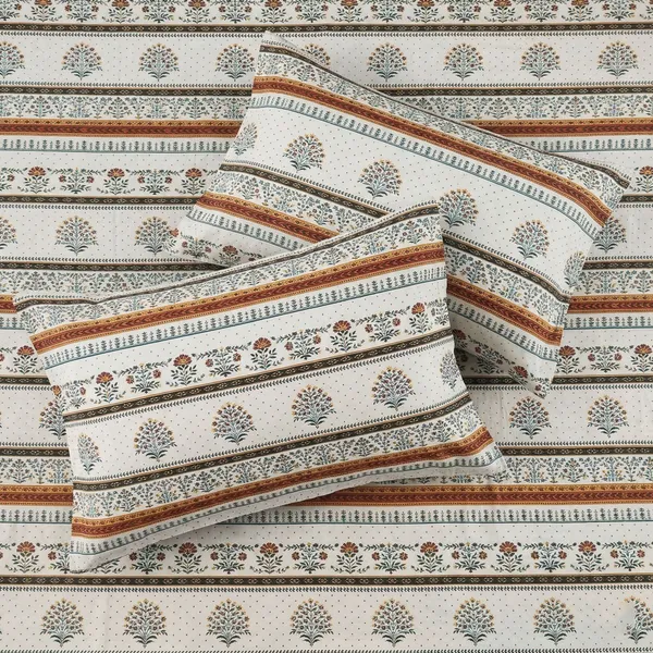 Homiee_Cotton_Double_Flat_280_Tc_Floral_1_Summer_Bedsheet_With_2_Pillow_Covers_(Mercury)