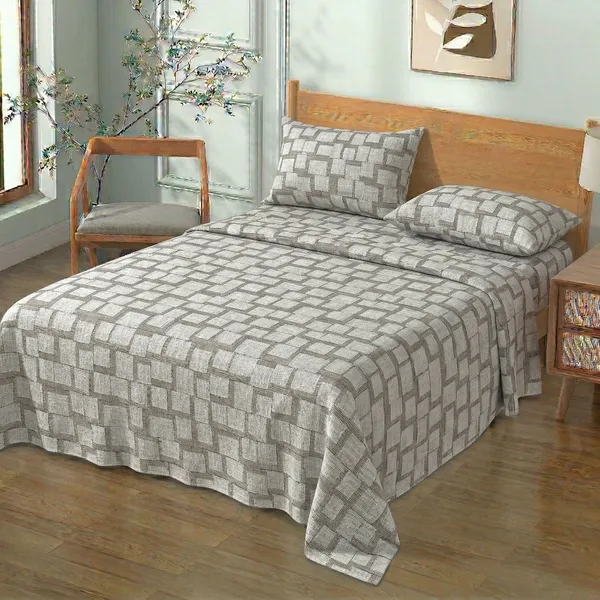 Homiee_Cotton_Double_Flat_280_Tc_Floral_1_Summer_Bedsheet_With_2_Pillow_Covers_(Warm_Grey)