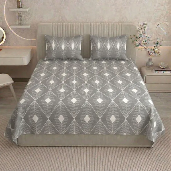 Homiee_Cotton_Double_Flat_280_Tc_Floral_1_Summer_Bedsheet_With_2_Pillow_Covers_(Granite)