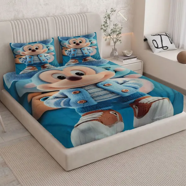 HOMIEE_Cotton_Double_Flat_344_TC_Cartoon_1_Summer_Bedsheet_with_2_Pillow_Covers_(Mickey_Mouse)