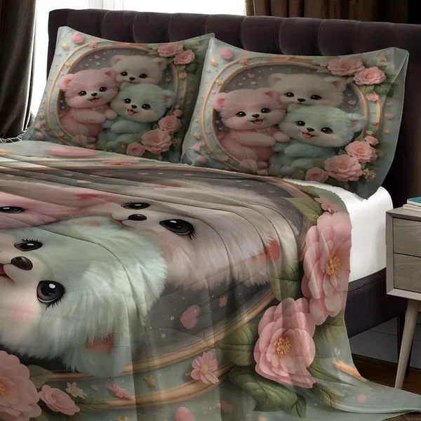 HOMIEE_Cotton_Double_Flat_344_TC_Cartoon_1_Summer_Bedsheet_with_2_Pillow_Covers_(Cute_Puppy)