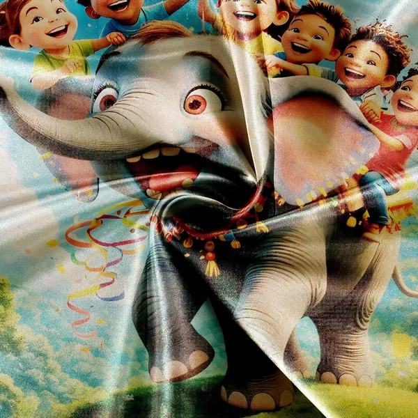 HOMIEE_Cotton_Double_Flat_344_TC_Cartoon_1_Summer_Bedsheet_with_2_Pillow_Covers_(Elephant_Ride)