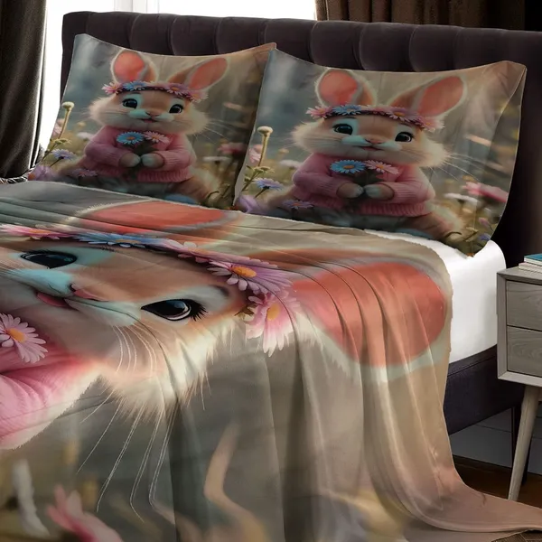 HOMIEE_Cotton_Double_Flat_344_TC_Cartoon_1_Summer_Bedsheet_with_2_Pillow_Covers_(Bunny)