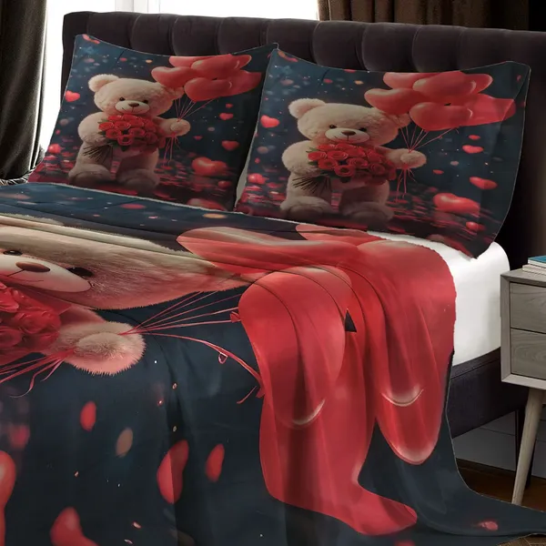 HOMIEE_Cotton_Double_Flat_344_TC_Cartoon_1_Summer_Bedsheet_with_2_Pillow_Covers_(Teddy_Love)