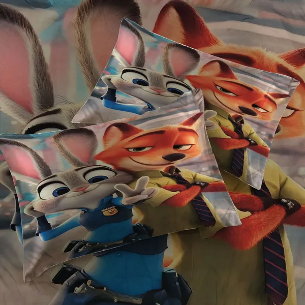 HOMIEE_Cotton_Double_Flat_344_TC_Cartoon_1_Summer_Bedsheet_with_2_Pillow_Covers_(Zootopia)