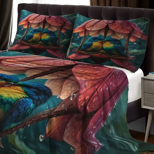 HOMIEE_Cotton_Double_Flat_344_TC_Cartoon_1_Summer_Bedsheet_with_2_Pillow_Covers_(Love_Birds)
