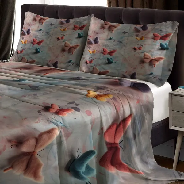 HOMIEE_Cotton_Double_Flat_344_TC_Cartoon_1_Summer_Bedsheet_with_2_Pillow_Covers_(Butterfly)