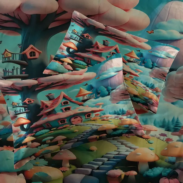 HOMIEE_Cotton_Double_Flat_344_TC_Cartoon_1_Summer_Bedsheet_with_2_Pillow_Covers_(Mushroom_House)