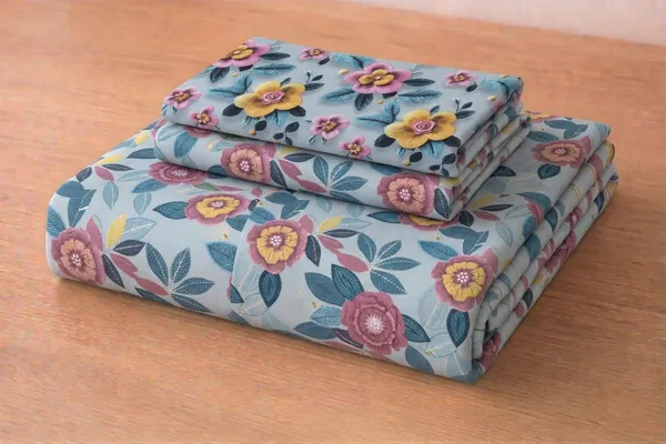 HOMIEE_Cotton_Single_Flat_244_TC_Floral_1_Summer_Bedsheet_with_2_Pillow_Covers_(Grey)