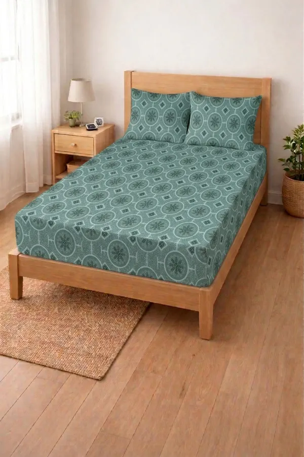 HOMIEE_Cotton_Single_Flat_244_TC_Floral_1_Summer_Bedsheet_with_2_Pillow_Covers_(Cadet)