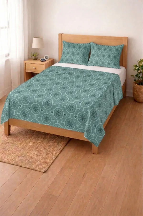 HOMIEE_Cotton_Single_Flat_244_TC_Floral_1_Summer_Bedsheet_with_2_Pillow_Covers_(Cadet)