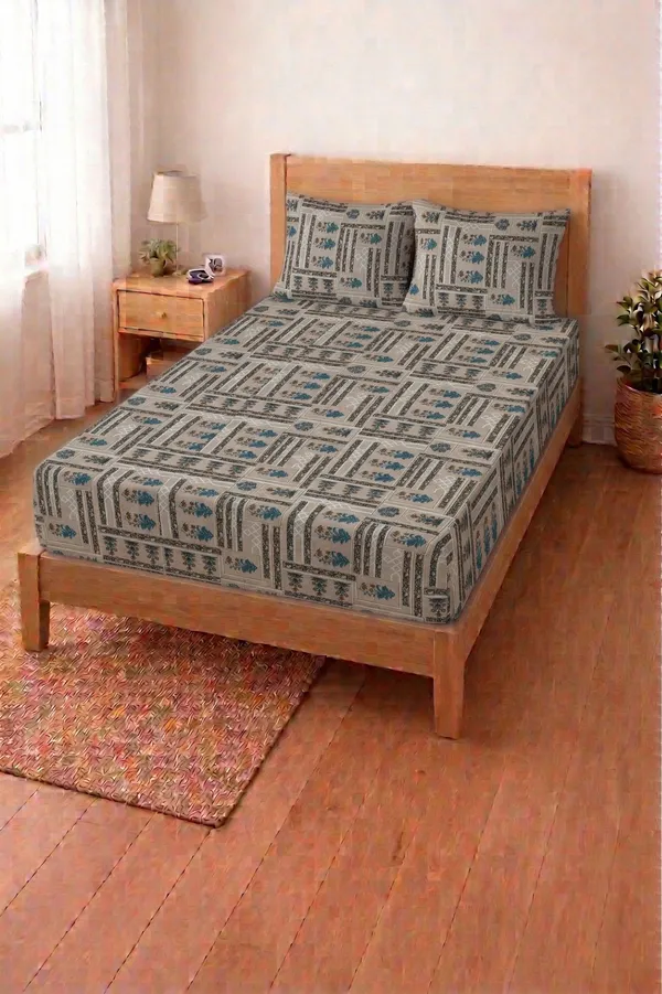 HOMIEE_Cotton_Single_Flat_244_TC_Floral_1_Summer_Bedsheet_with_2_Pillow_Covers_(Martini)