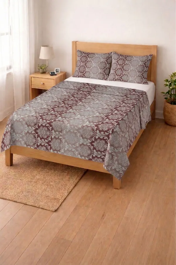 HOMIEE_Cotton_Single_Flat_244_TC_Floral_1_Summer_Bedsheet_with_2_Pillow_Covers_(Concord)