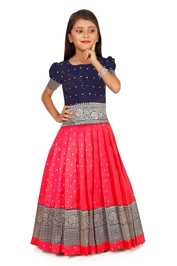 Feliz_The_Designer_Studio_Kids_Round_Neck_Half_Sleeve_Floral_South_Indian_Pattu_Pavadai_Readymade_Silk_Lehenga_Choli_For_Girls_Age1_10_Years