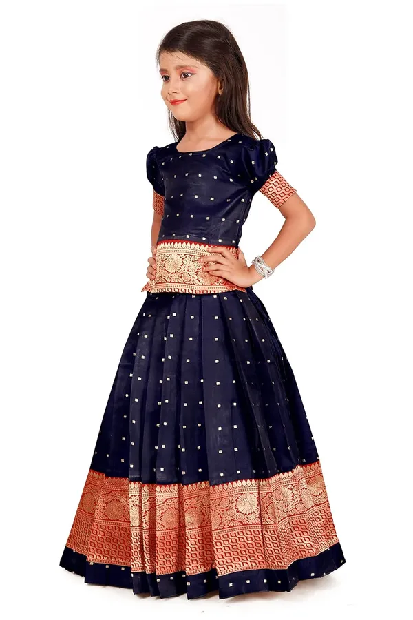 Feliz_The_Designer_Studio_Girl_S_Round_Neck_Half_Sleeve_Pattu_Pavadai_Silk_Lehenga_Choli_For_1_10_Years