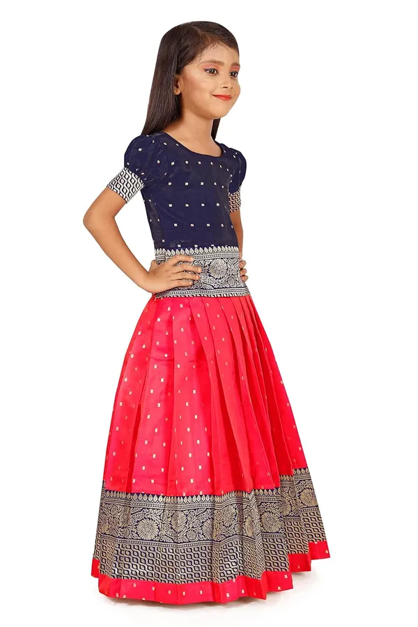 Feliz_The_Designer_Studio_Girl_S_Round_Neck_Half_Sleeve_Pattu_Pavadai_Silk_Lehenga_Choli_For_1_10_Years
