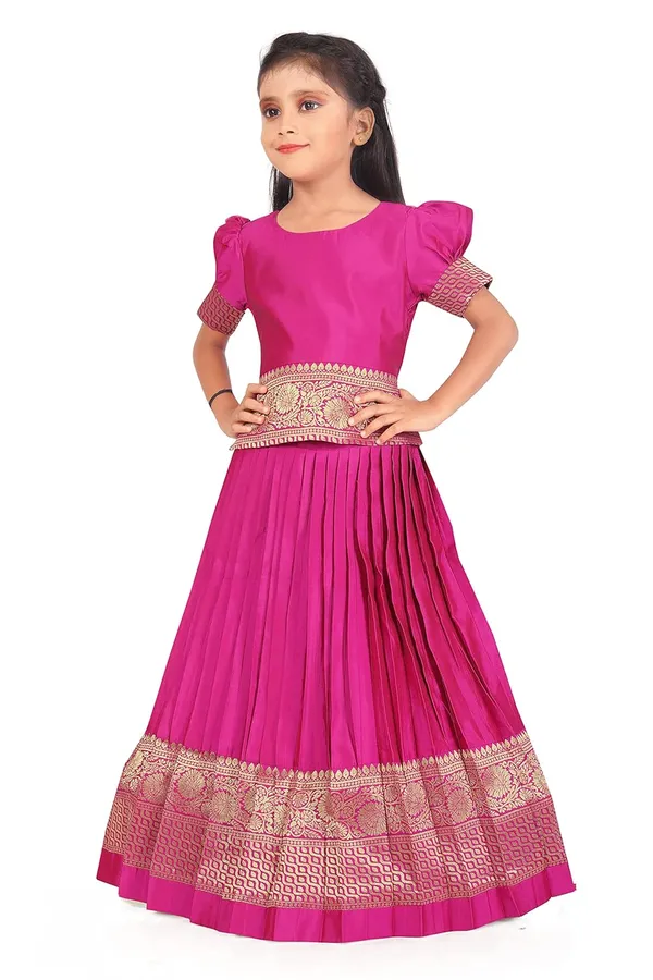 Feliz_The_Designer_Studio_Girl_S_Round_Neck_Half_Sleeve_Pattu_Pavadai_Silk_Lehenga_Choli_For_1_10_Years