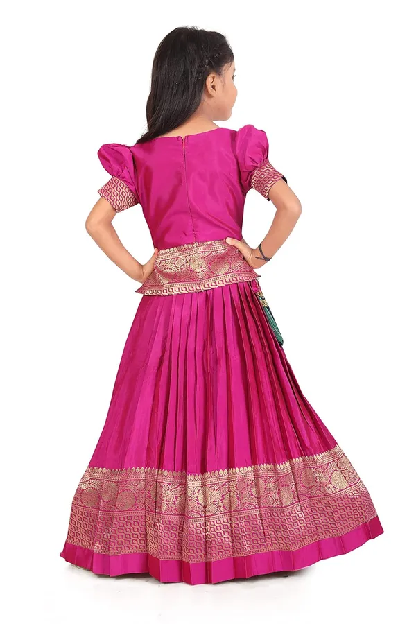 Feliz_The_Designer_Studio_Girl_S_Round_Neck_Half_Sleeve_Pattu_Pavadai_Silk_Lehenga_Choli_For_1_10_Years