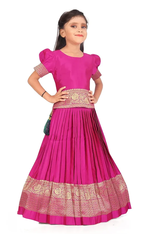 Feliz_The_Designer_Studio_Girl_S_Round_Neck_Half_Sleeve_Pattu_Pavadai_Silk_Lehenga_Choli_For_1_10_Years