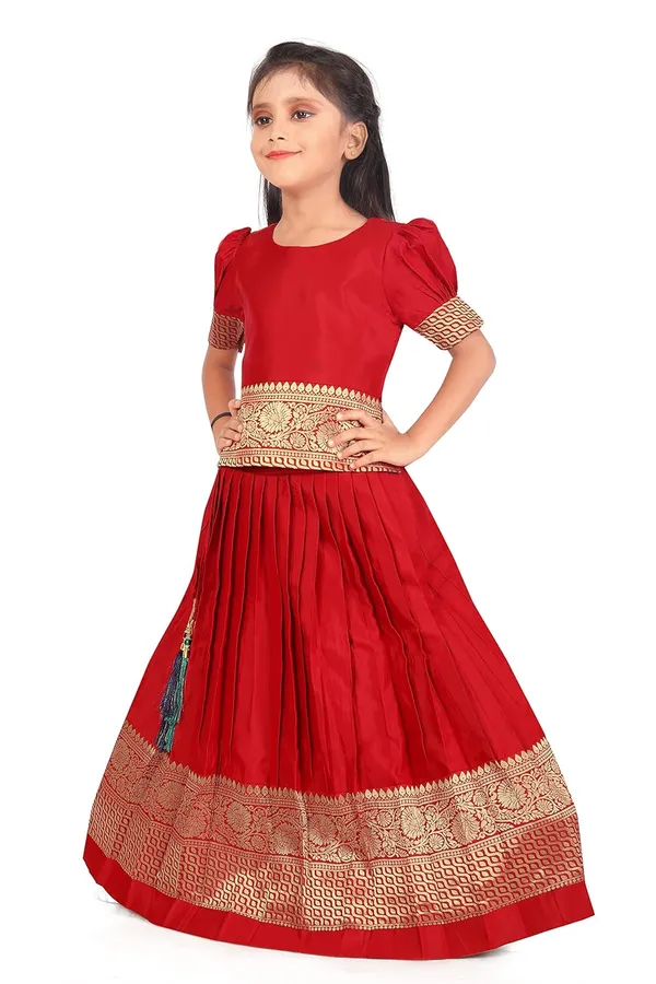 Feliz_The_Designer_Studio_Girl_S_Round_Neck_Half_Sleeve_Pattu_Pavadai_Silk_Lehenga_Choli_For_1_10_Years